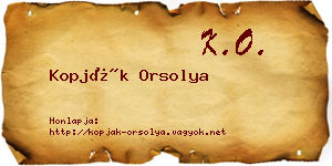 Kopják Orsolya névjegykártya